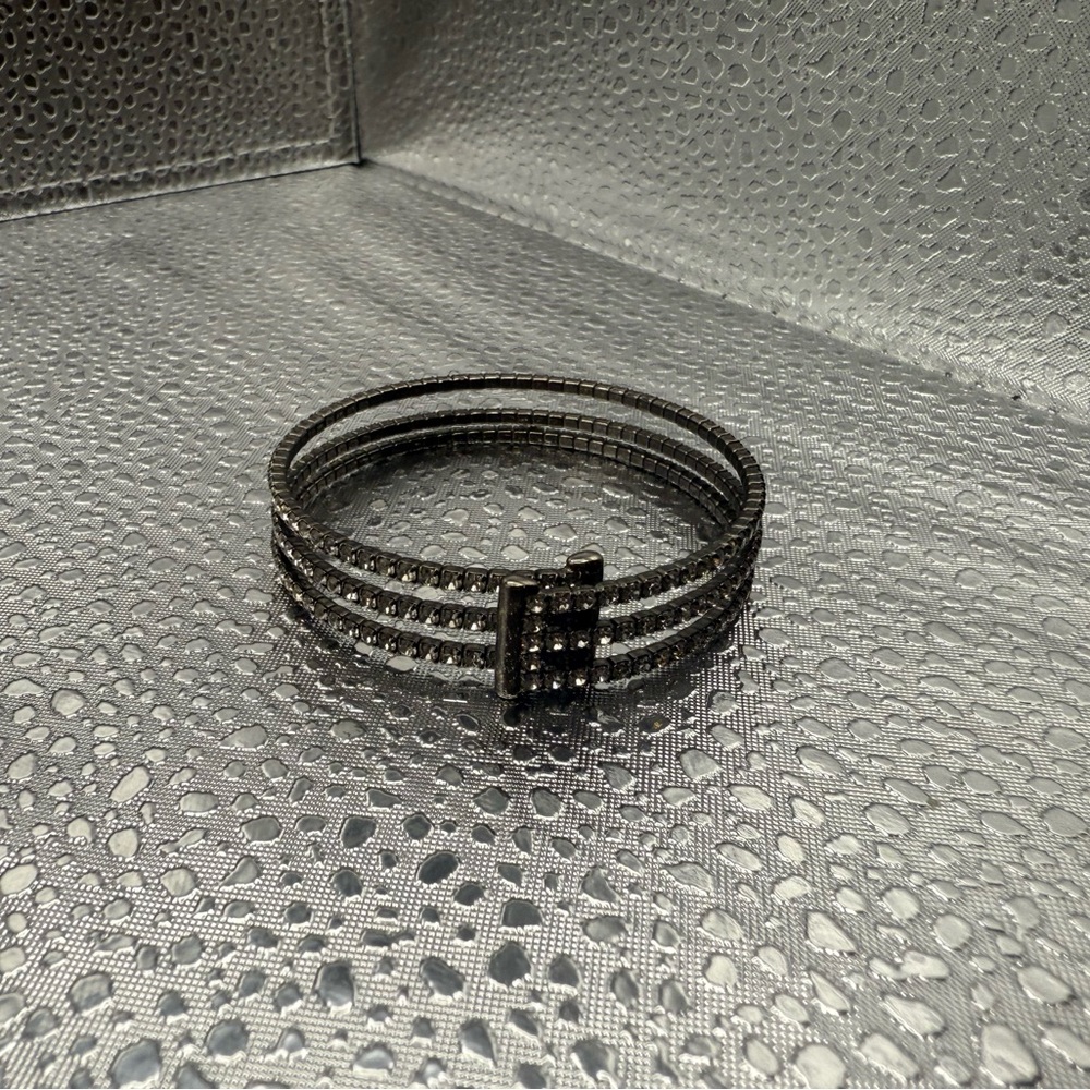 Elegant Gunmetal and Rhinestone Bracelet